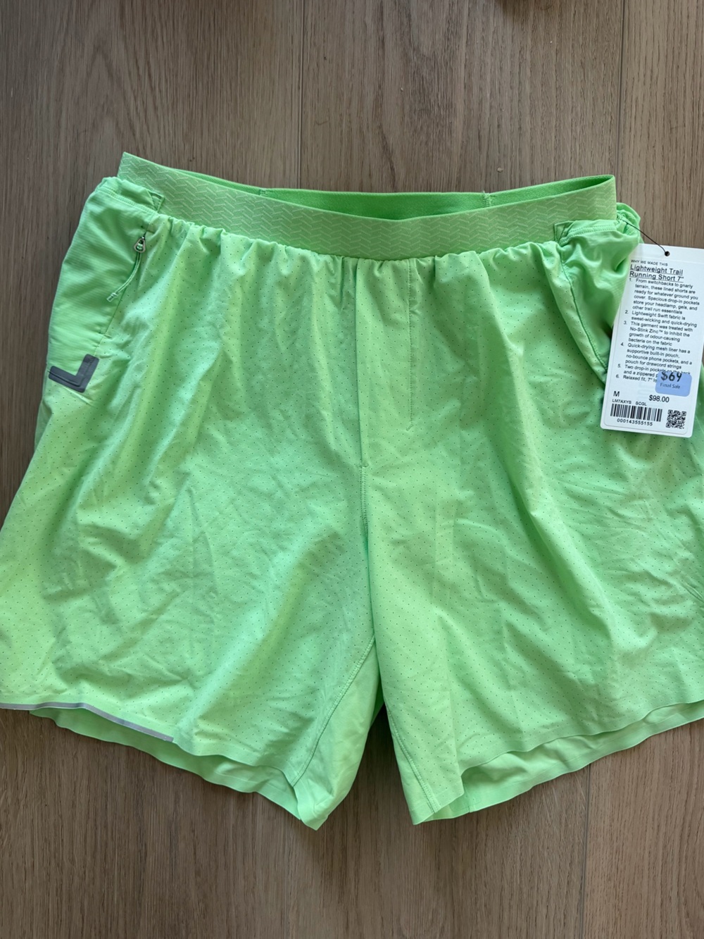 Lululemon Lightweight Trail Running Short 7" - Scream Green - MEDIUM - NWT
